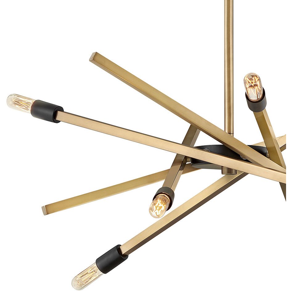 Archer 6 Light 26 inch Heritage Brass with Black Indoor Chandelier Ceiling Light