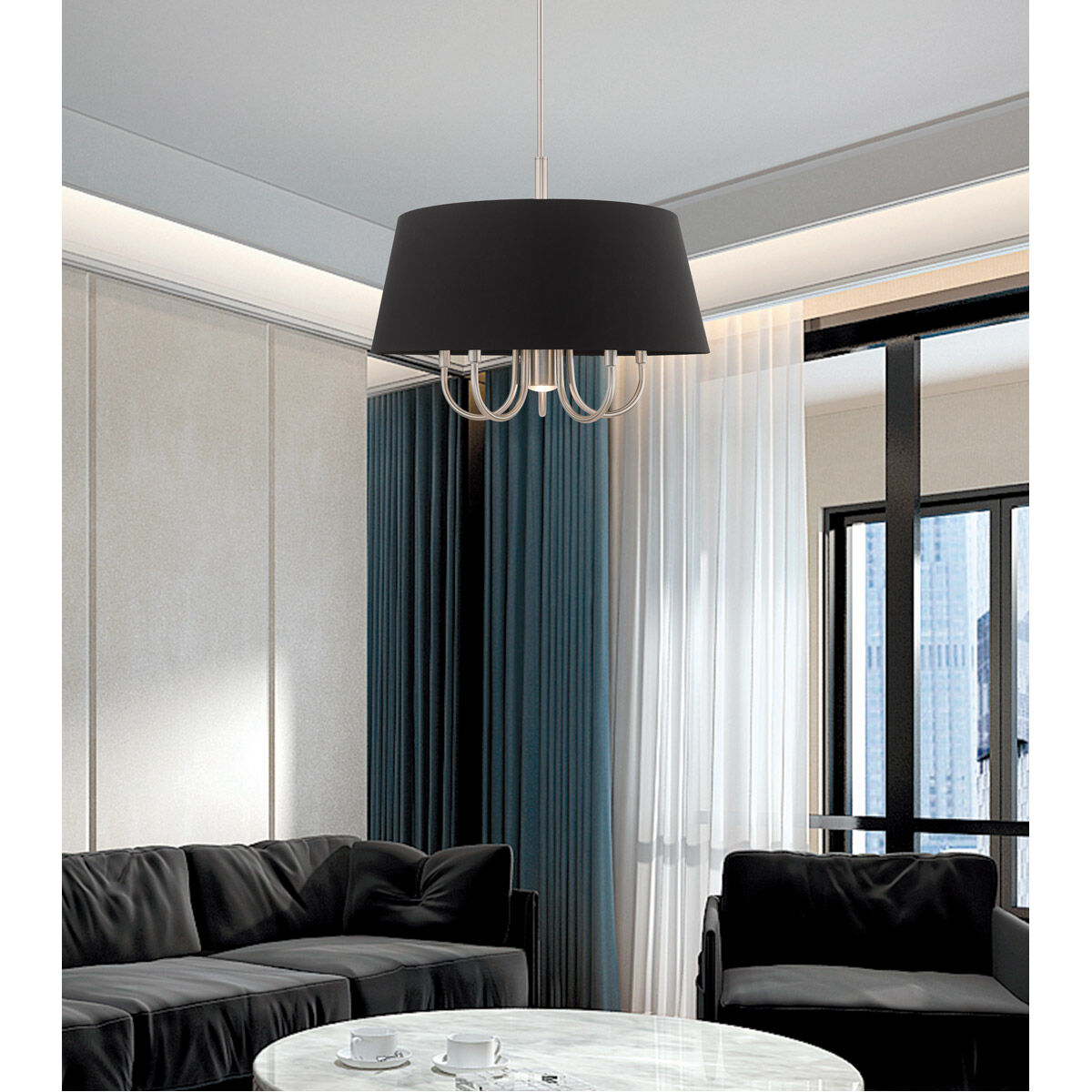 Belclaire 6 Light 24 inch Brushed Nickel Pendant Chandelier Ceiling Light