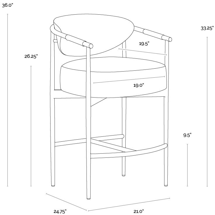 Heloise 36 inch Ivanhoe Pine Counter Stool