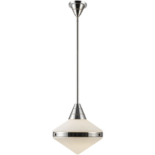 Willard 1 Light 13.5 inch Polished Nickel Pendant Ceiling Light in Opal Glass