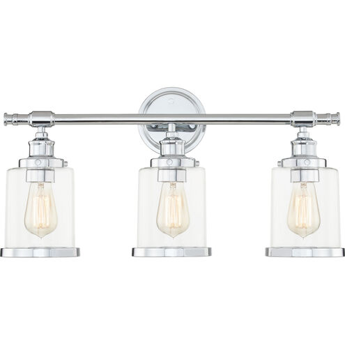Dixie 3 Light 24 inch Polished Chrome Bath Light Wall Light