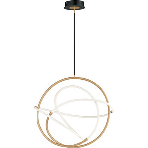 Mobius LED 27 inch Black and Gold Single Pendant Ceiling Light