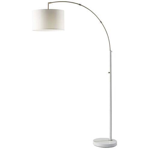 Preston 76 inch 100 watt White and Brushed Steel Arc Floor Lamp Portable Light