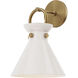 Alora Mood Emerson Wall/Vanity Light Wall Light in Aged Gold, Glossy Opal Glass