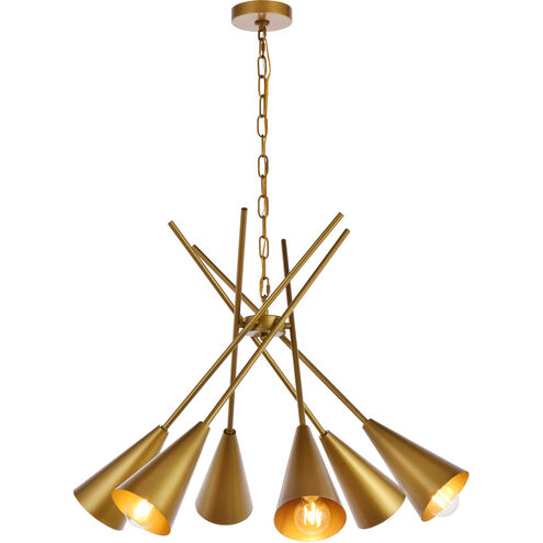 Casen 6 Light 32 inch Brass Pendant Ceiling Light