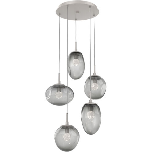 Cosmos LED LED 24.4 inch Beige Silver Chandelier Ceiling Light in Metallic Beige Silver, Clear Floret Inner with Smoke Cosmos Outer, 2700K LED, Round Multi-Port