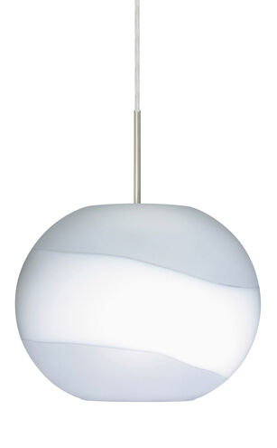 Luna LED Satin Nickel Pendant Ceiling Light in Opal Frost Glass