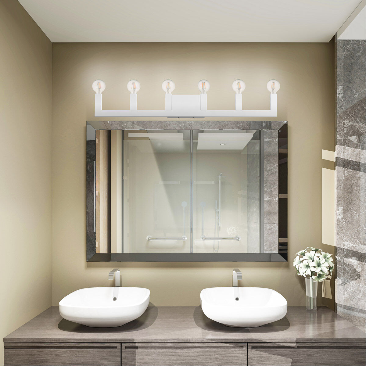 Solna 6 Light 44 inch Polished Chrome Vanity Sconce Wall Light