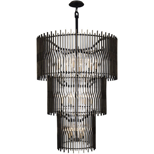 Park Row 18 Light 32 inch Matte Black and French Gold Chandelier Ceiling Light