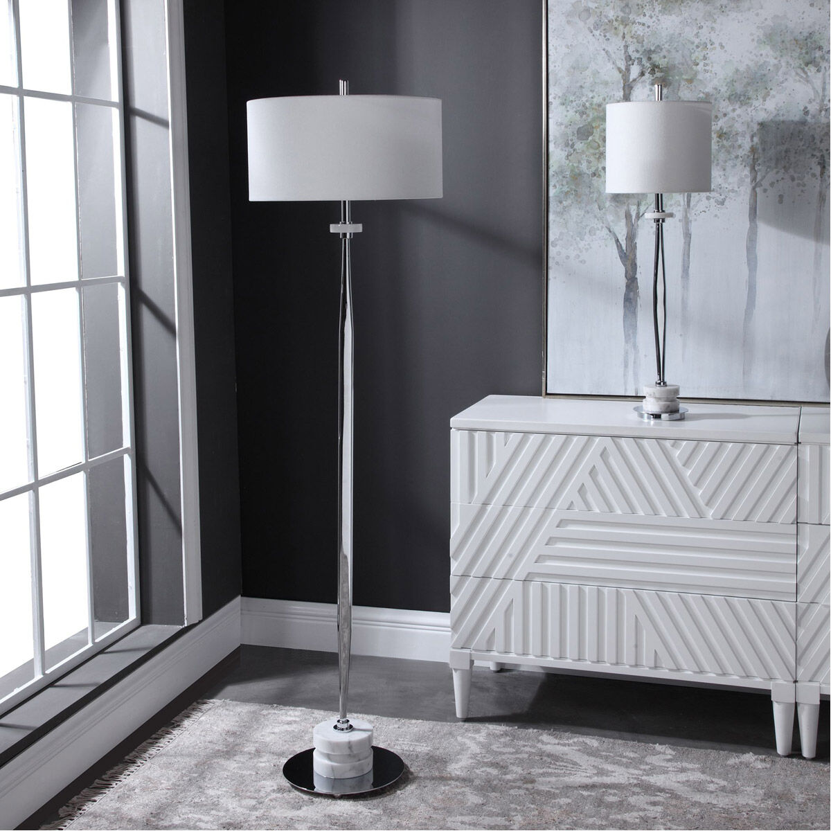 Magnus 36 inch 150 watt Chrome Buffet Lamp Portable Light