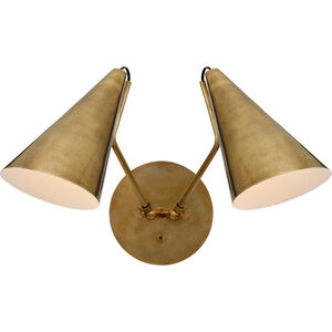 Visual Comfort AERIN Clemente 2 Light 17 inch Hand-Rubbed Antique Brass Double Sconce Wall Light ARN2059HAB-HAB - Open Box