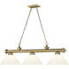 Cordon 3 Light 57.25 inch Rubbed Brass Billiard Ceiling Light in White Plastic