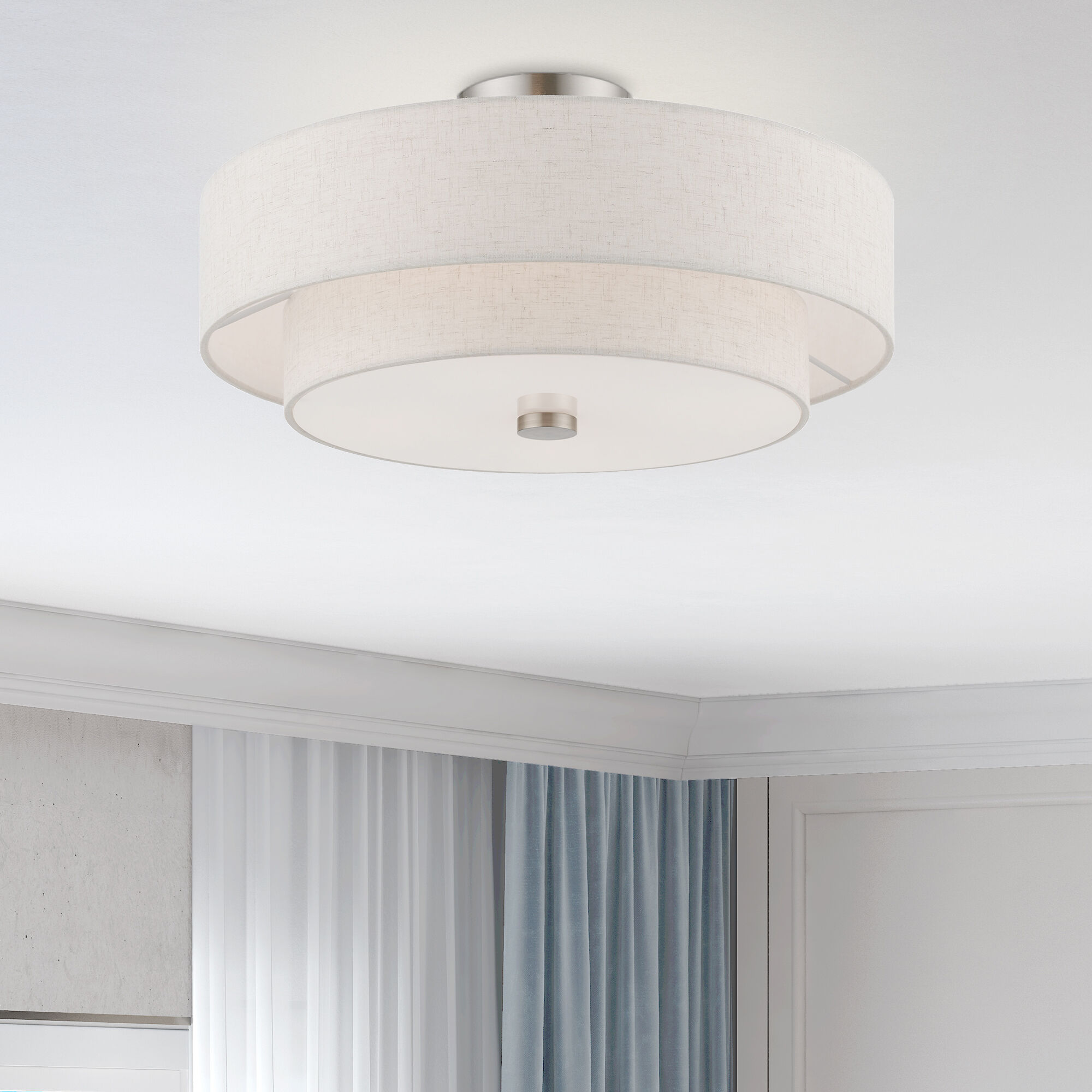 Meridian 4 Light 18 inch Brushed Nickel Semi-Flush Ceiling Light