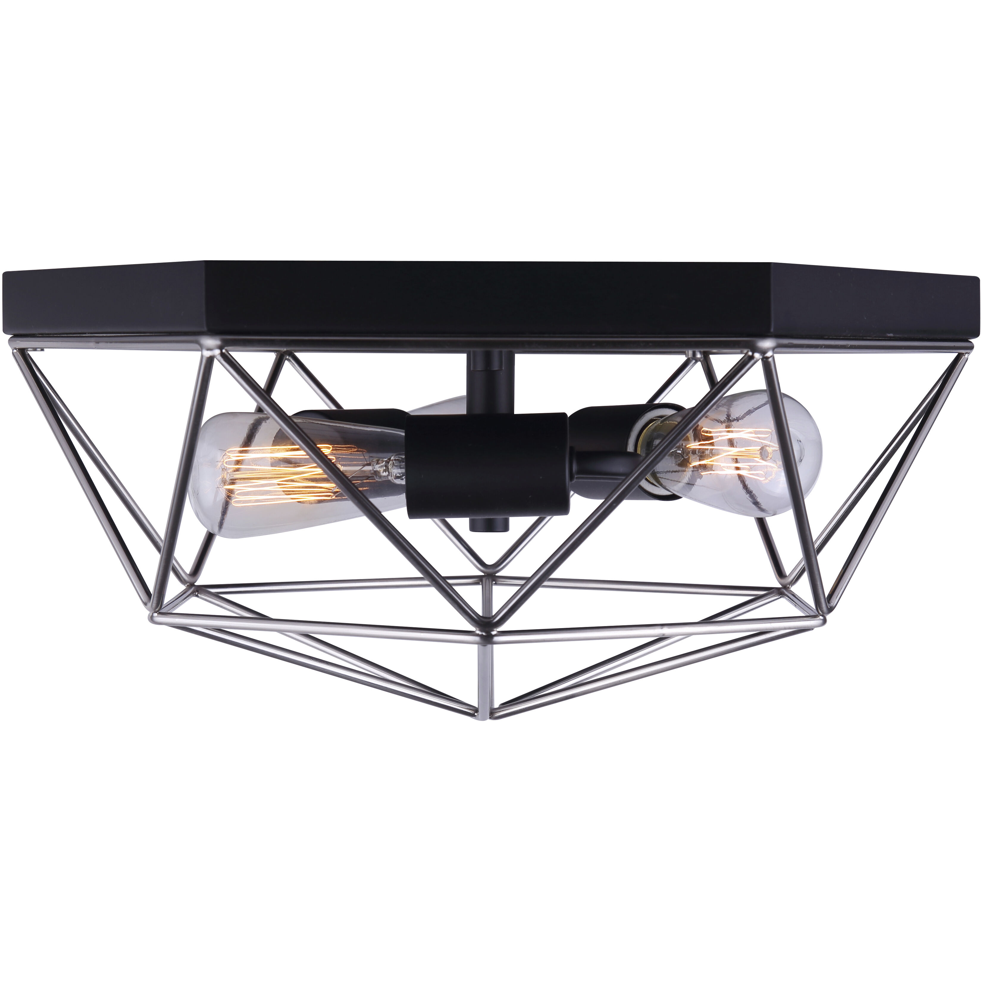 Madison 3 Light 15 inch Matte Black and Brushed Nickel Flush Mount Ceiling Light