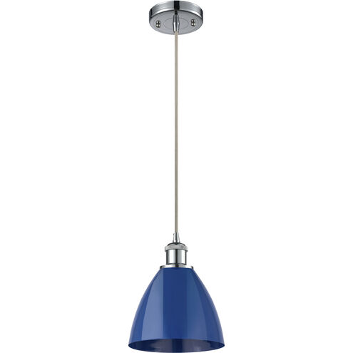 Ballston Plymouth Dome 1 Light 8 inch Polished Chrome Mini Pendant Ceiling Light in Matte Blue