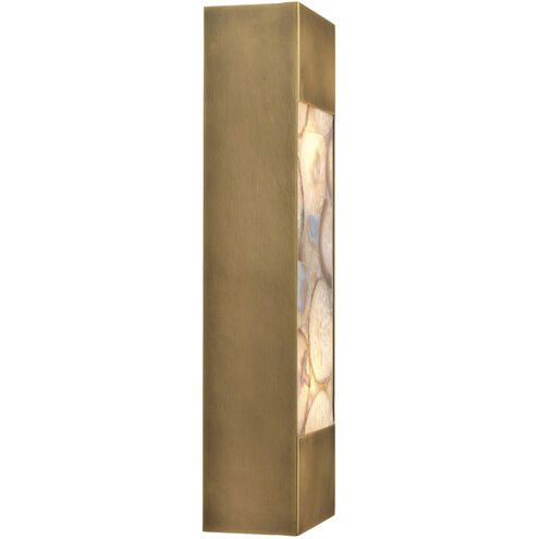 Leopold Framed 2 Light 5.5 inch Agate & Antique Brass Wall Sconce Wall Light, Rectangle