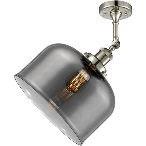 Franklin Restoration X-Large Bell LED 12 inch Polished Nickel Semi-Flush Mount Ceiling Light in Plated Smoke Glass, Franklin Restoration