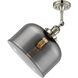 Franklin Restoration X-Large Bell LED 12 inch Polished Nickel Semi-Flush Mount Ceiling Light in Plated Smoke Glass, Franklin Restoration