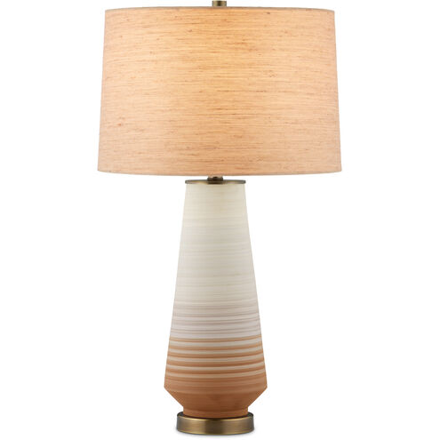 Geologie 28 inch 150 watt Beige/Pale Gray/Brown/Antique Brass Table Lamp Portable Light