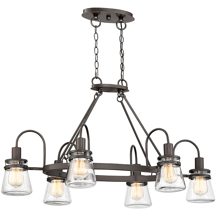 Portsmouth 6 Light 22 inch English Bronze Outdoor Linear Chandelier