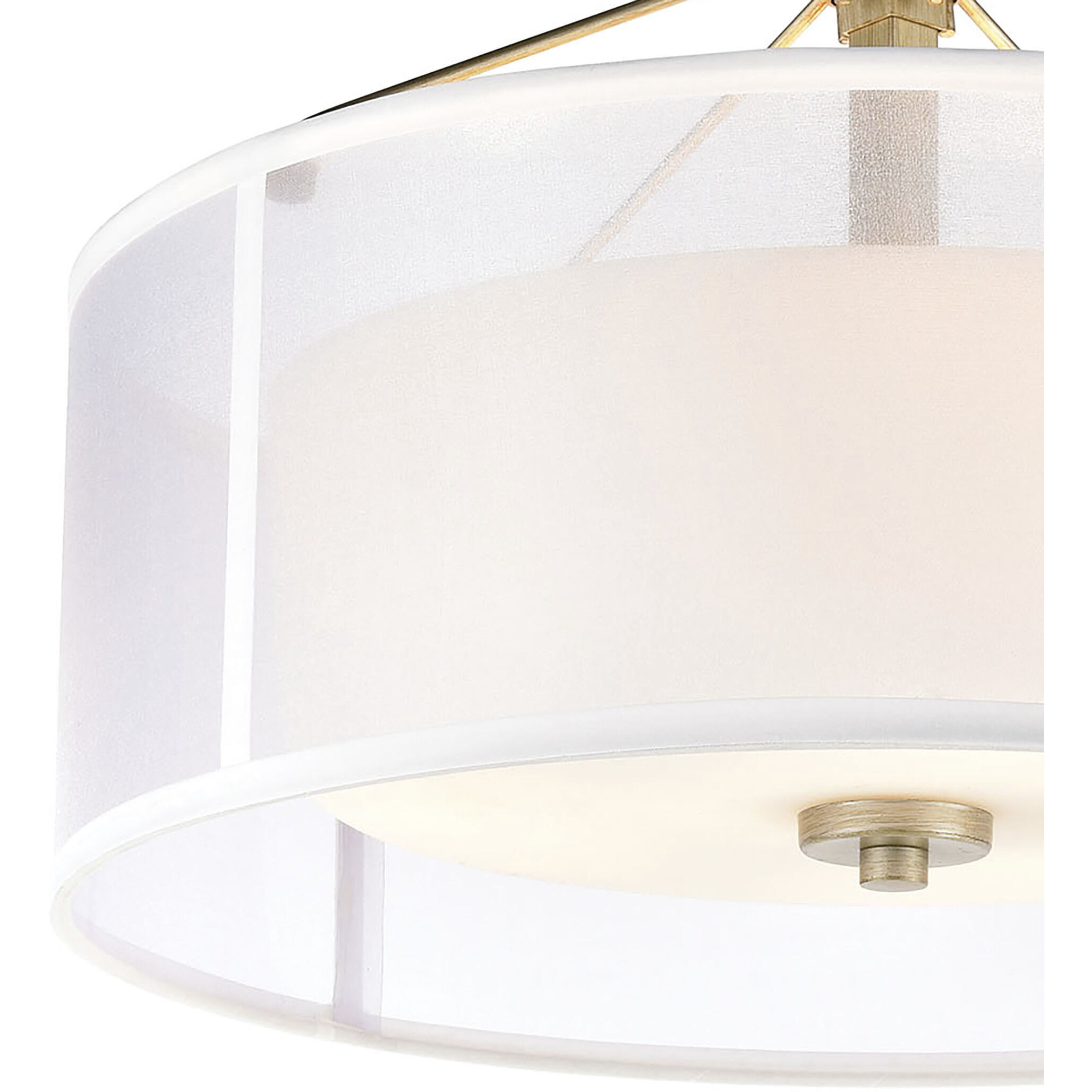 Diffusion 3 Light 18 inch Soft Gold with White Semi Flush Mount Ceiling Light