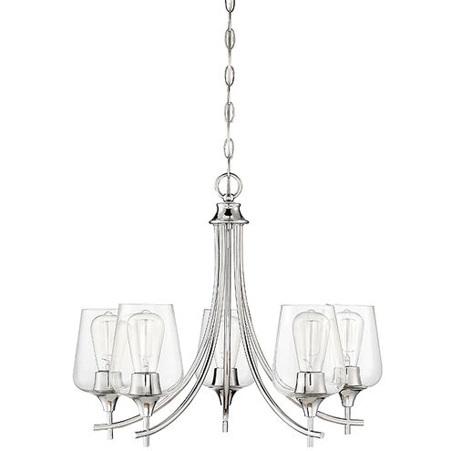 Octave 5 Light 23 inch Polished Chrome Chandelier Ceiling Light, Essentials