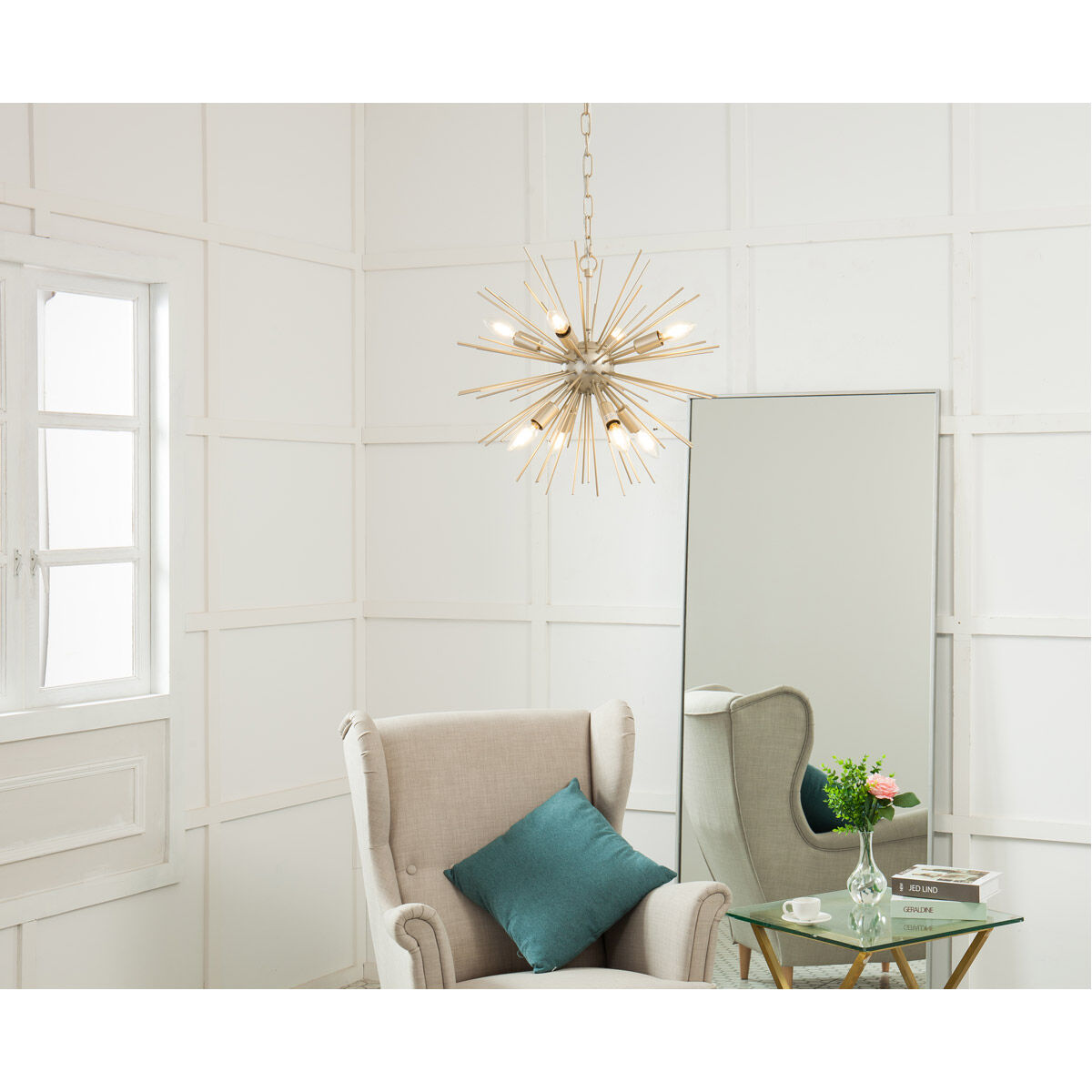 Timber 8 Light 20 inch Champagne Pendant Ceiling Light