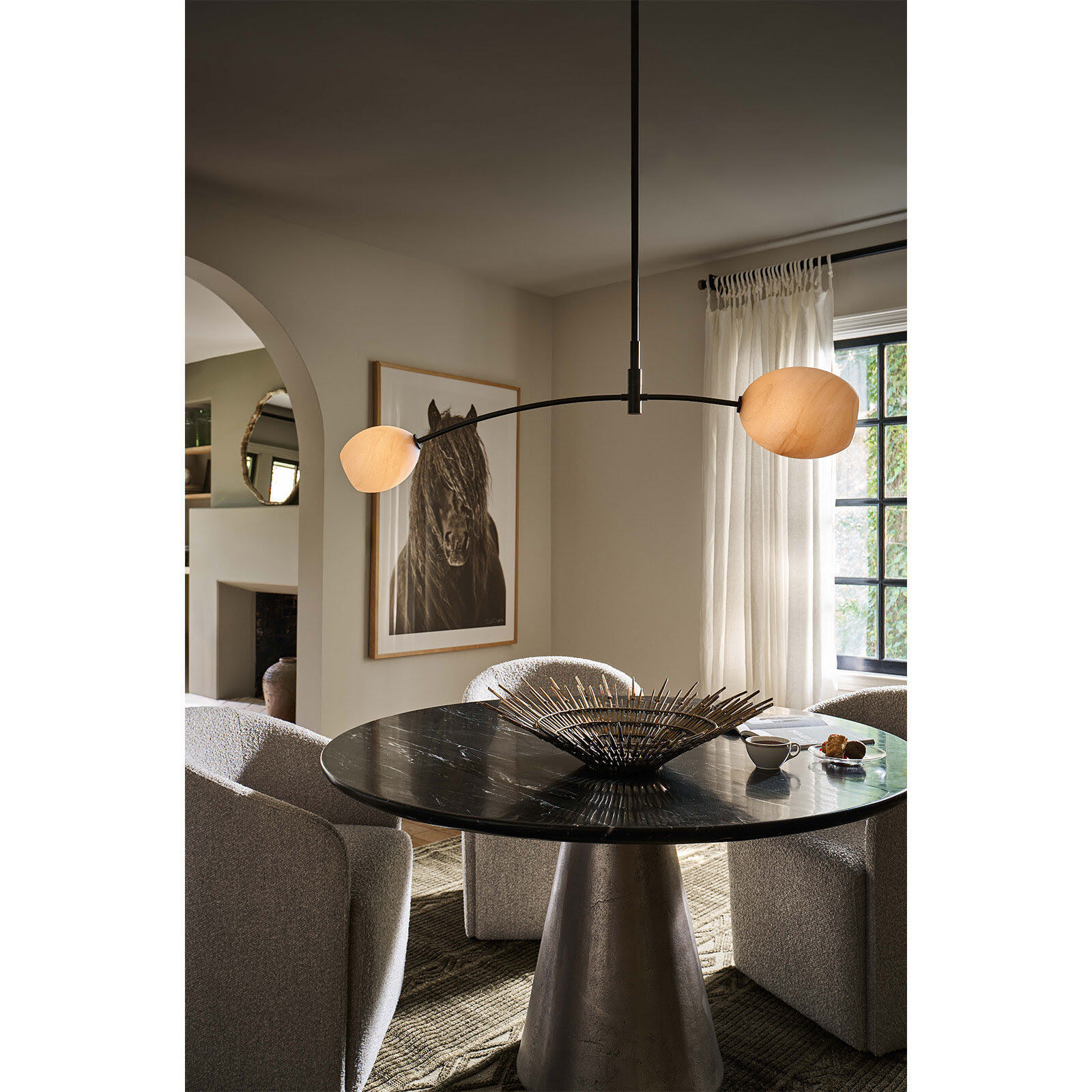 Artemis 2 Light 46.75 inch Oil Rubbed Bronze Pendant Ceiling Light in Alabaster Glass