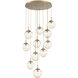 Aster LED LED Gilded Brass Chandelier Ceiling Light, Round Multi-Port