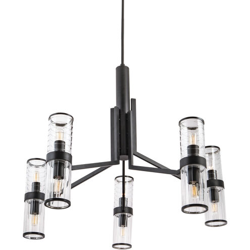Stripe 10 Light 31.75 inch Matte Black with Clear Chandelier Ceiling Light