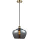 Ballston Large Fenton 1 Light 11 inch Antique Brass Mini Pendant Ceiling Light in Incandescent, Plated Smoke Glass, Ballston