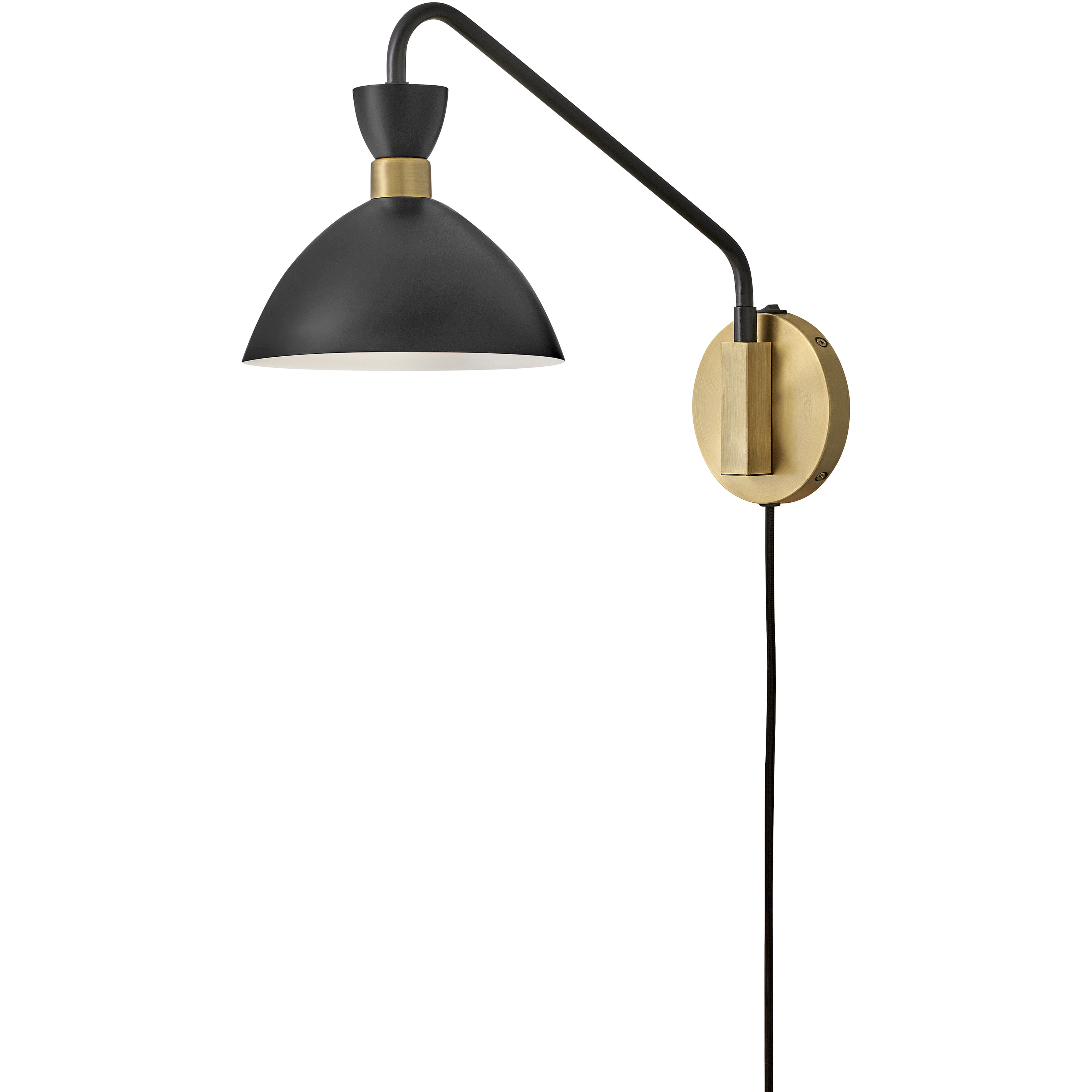 Simon LED 8 inch Black with Heritage Brass accents Sconce Wall Light