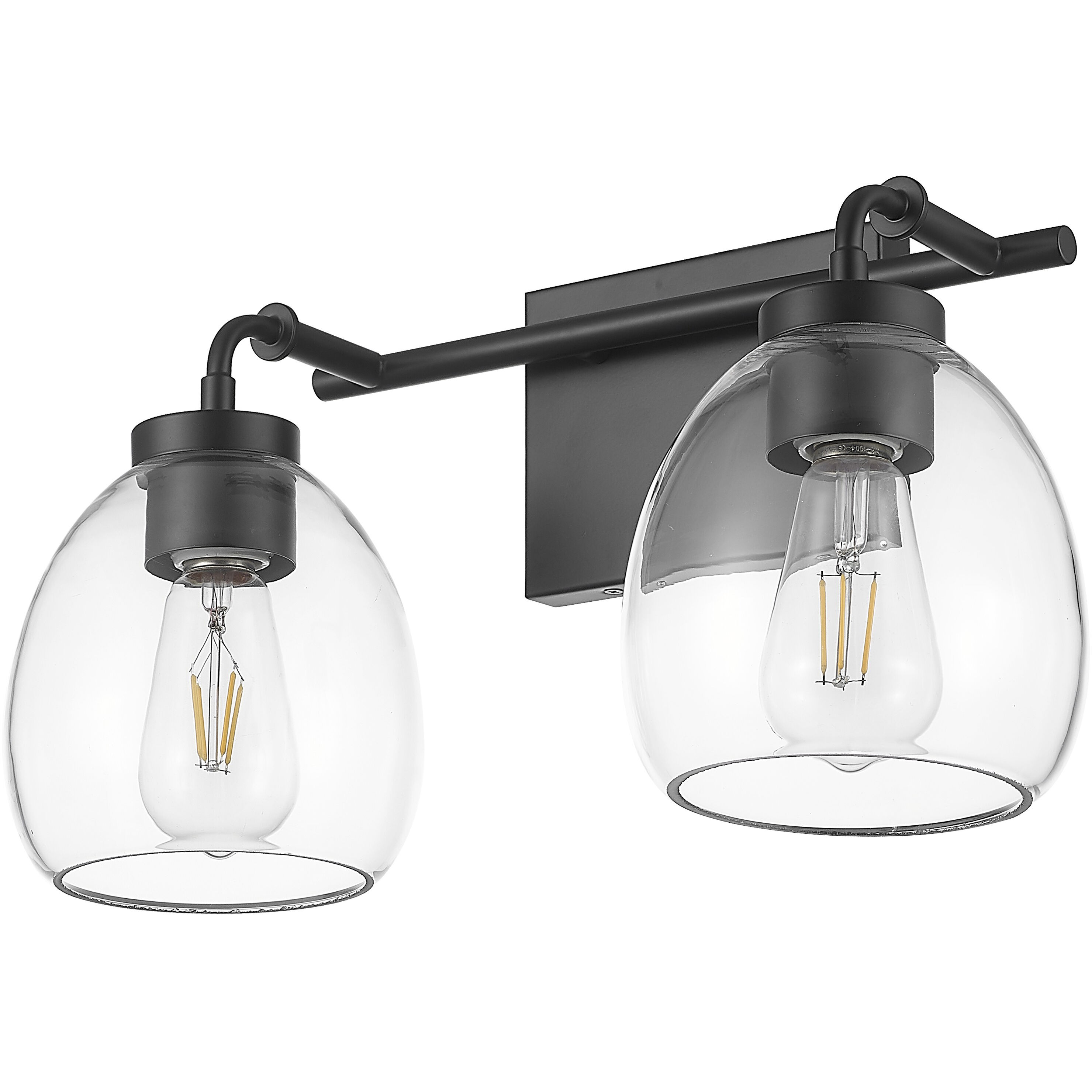 Dawes 2 Light 16 inch Matte Black Vanity Wall Light