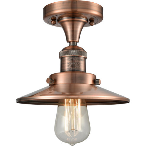 Franklin Restoration Railroad 1 Light 7 inch Antique Copper Semi-Flush Mount Ceiling Light, Franklin Restoration