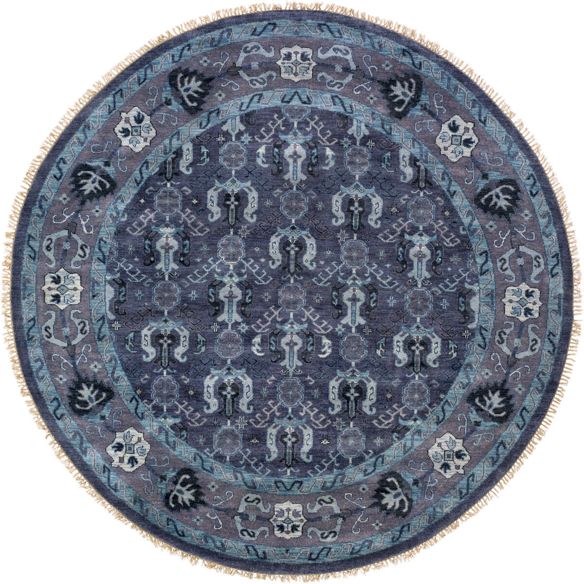 Douglas 96 inch Navy/Dark Purple/Aqua/Pale Blue Rugs, Wool