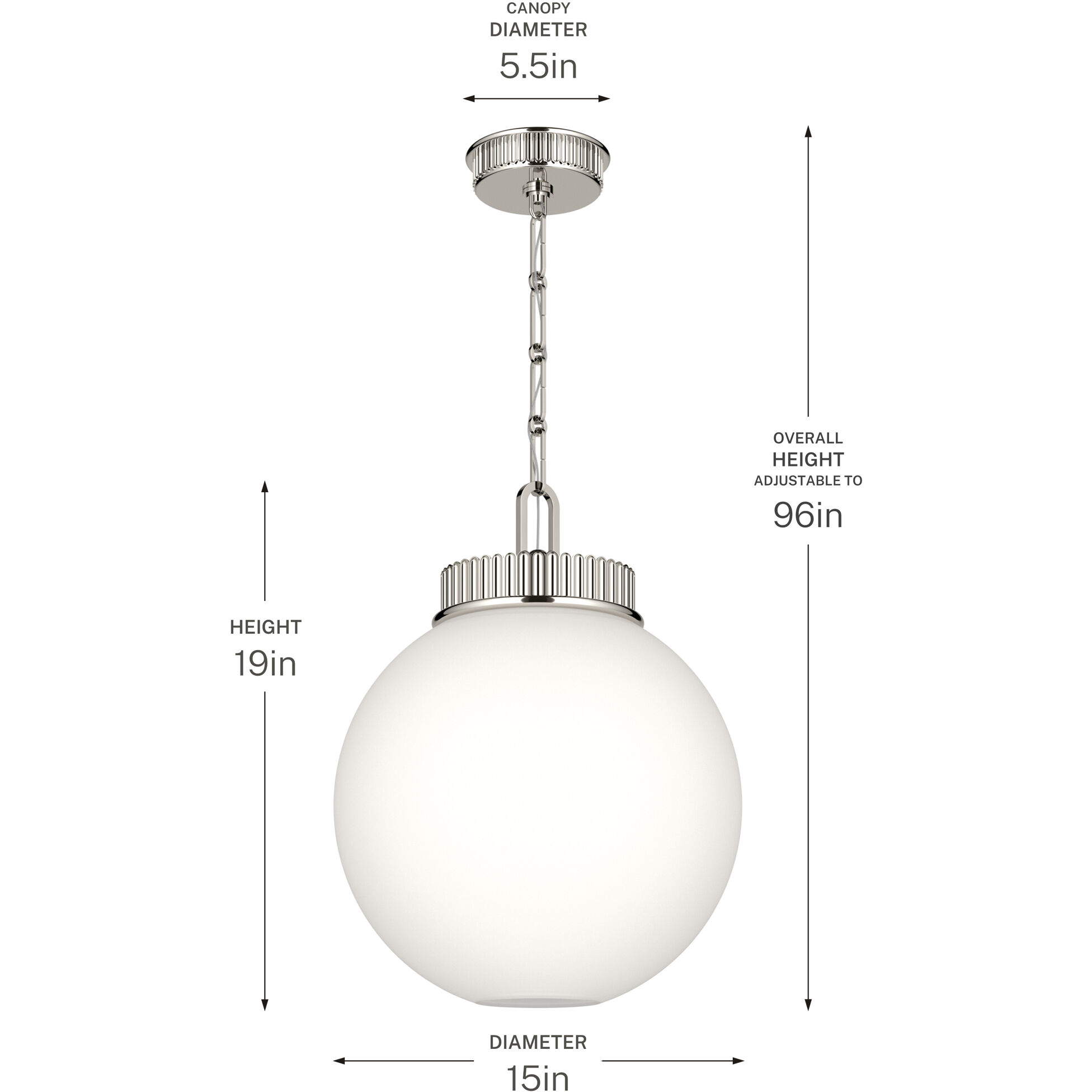 Andorra 1 Light Polished Nickel Pendant Ceiling Light