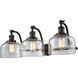 Franklin Restoration Large Bell 3 Light 28 inch Oil Rubbed Bronze Bath Vanity Light Wall Light in Clear Glass, Franklin Restoration