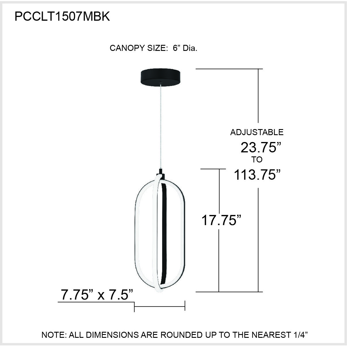 Calista LED 8 inch Matte Black Mini Pendant Ceiling Light