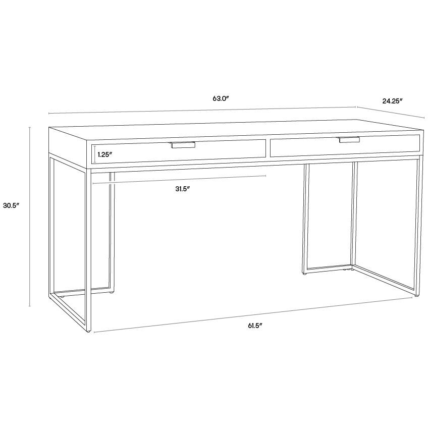 Jiro 63 X 24.25 inch Grey Shagreen Desk