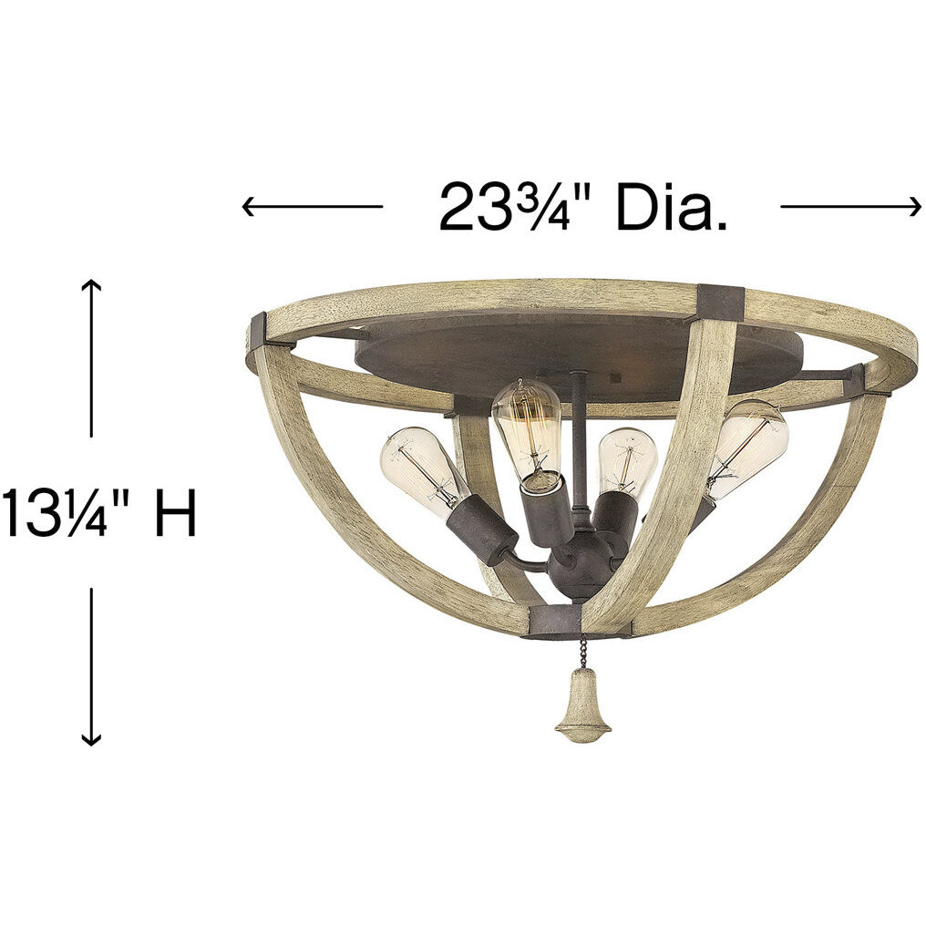 Middlefield LED 23.75 inch Iron Rust Foyer Light Ceiling Light, Flush Mount