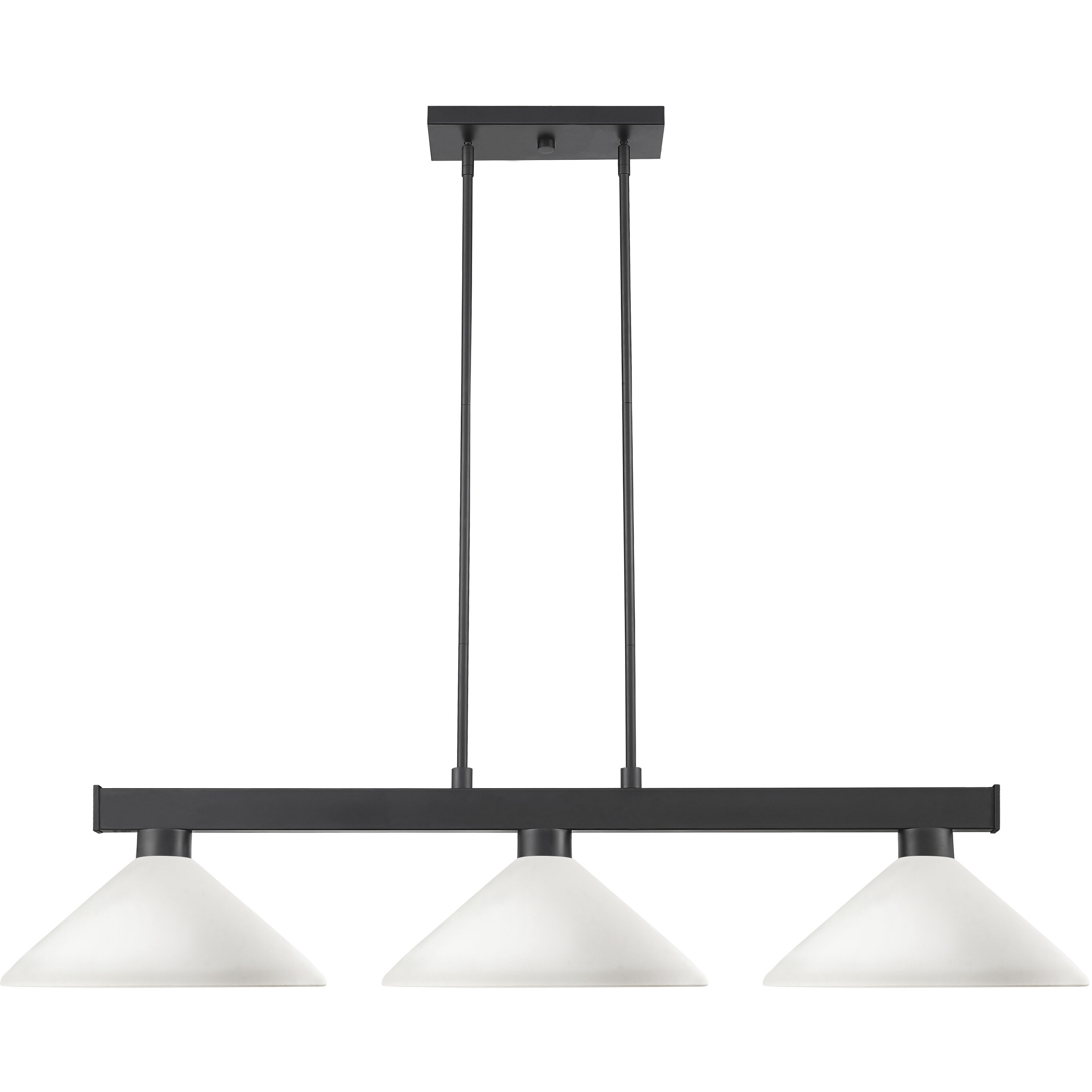 Cobalt 3 Light 46 inch Matte Black Billiard Ceiling Light in Angular Matte Opal Glass