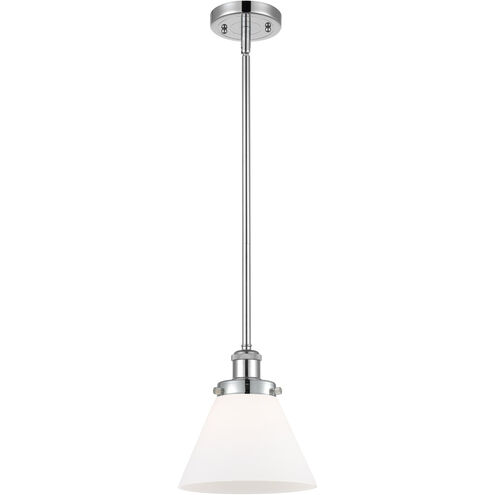 Ballston Large Cone LED 8 inch Polished Chrome Pendant Ceiling Light in Matte White Glass, Ballston