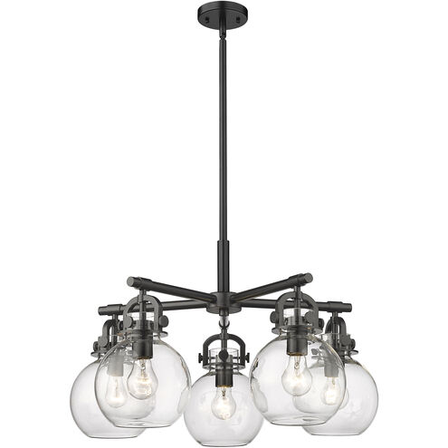 Newton Sphere 5 Light 26 inch Matte Black Chandelier Ceiling Light in Clear Glass