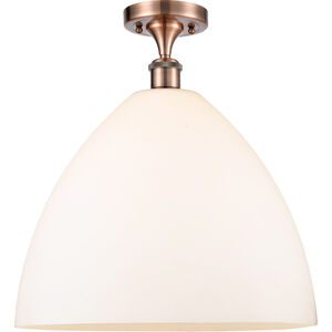 Ballston Dome 1 Light 16 inch Antique Copper Semi-Flush Mount Ceiling Light in Matte White Glass