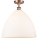 Ballston Dome LED 16 inch Antique Copper Semi-Flush Mount Ceiling Light in Matte White Glass