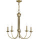 Estate 5 Light 25 inch Antique Brass Chandelier Ceiling Light