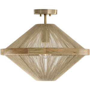 Maya 1 Light 19.75 inch Matte Brass Semi-Flush Ceiling Light, Convertible Dual Mount