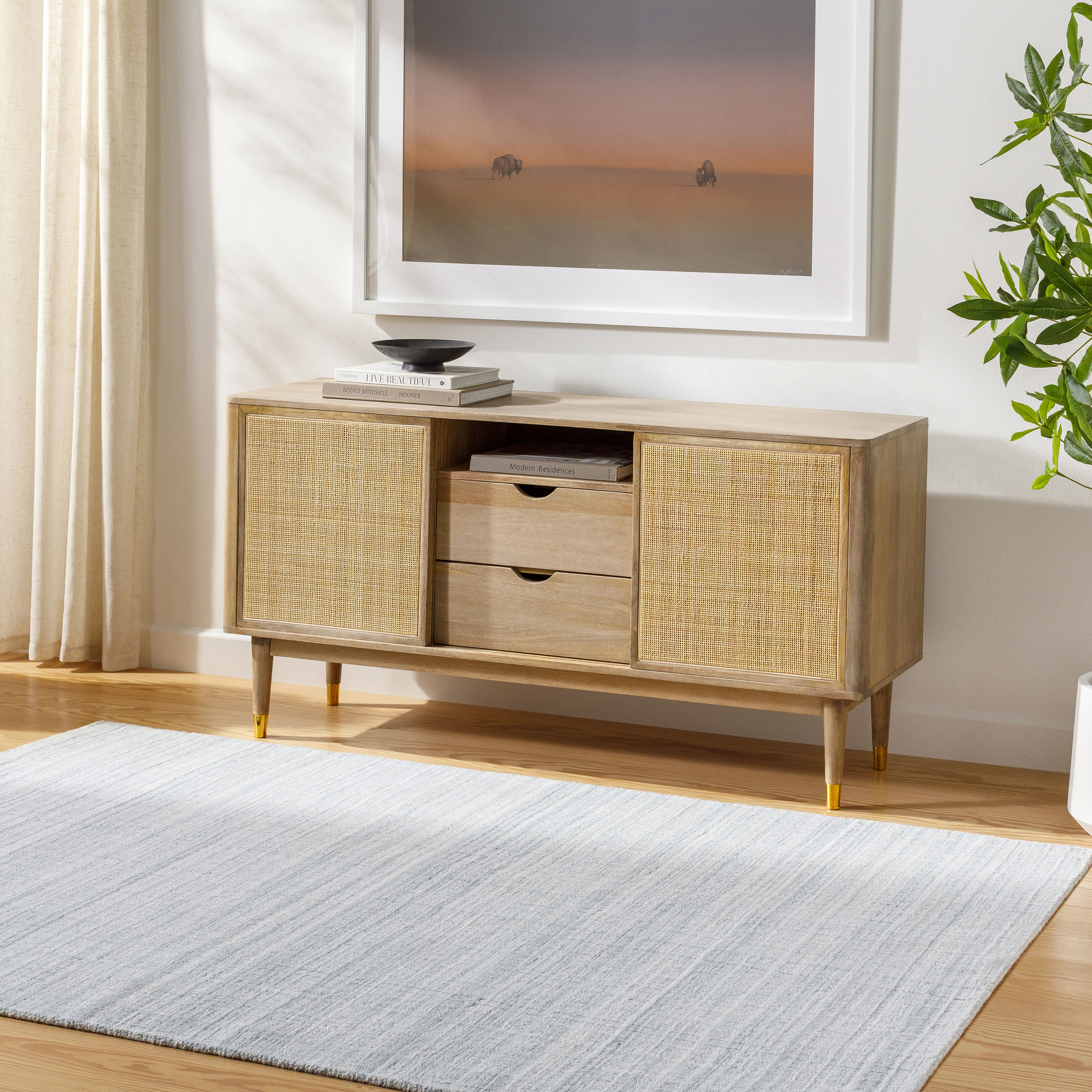 Fresno 36 X 24 inch Pale Blue Rug, Rectangle