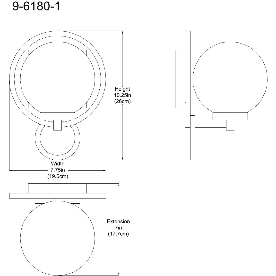 Alhambra 1 Light 7.75 inch Black with Warm Brass Accents Wall Sconce Wall Light