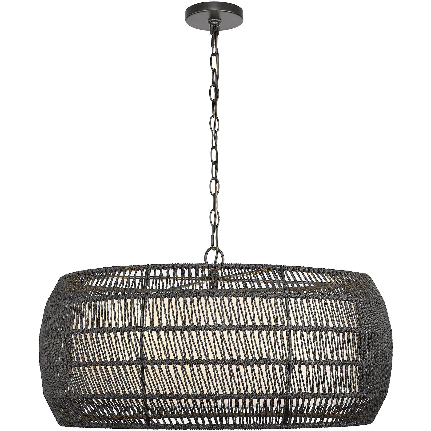 Everly 6 Light 27.13 inch Matte Black Chandelier Ceiling Light in Modern Black Rattan